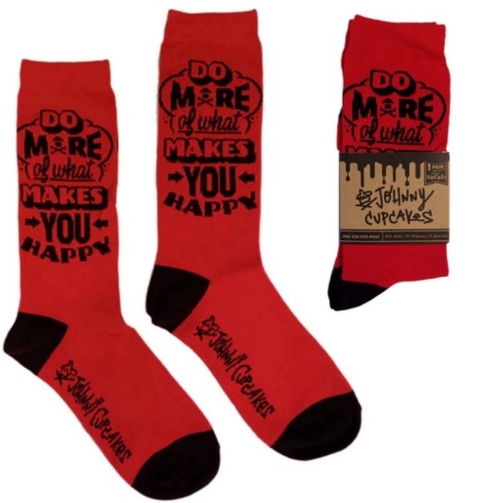 Johnny Cupcakes Socks Red Happiness‎ Do More Of What Makes You Happy Unisex